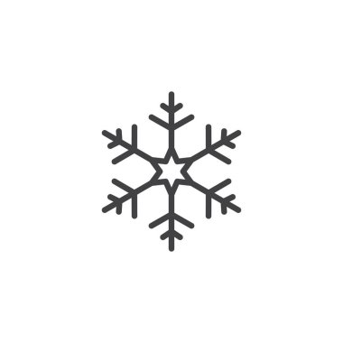 Kar tanesi anahat simgesi. Mobil kavramı ve web tasarım için doğrusal stili işaret. Soğuk, Don satırı vektör simgesi. Sembol, logo illüstrasyon. Vektör grafikleri