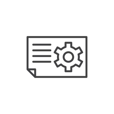 Kağıt belge ile dişli anahat simgesini