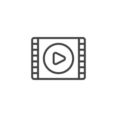 Video oynatıcı anahat simgesi. Mobil kavramı ve web tasarım için doğrusal stili işaret. Media player basit çizgi vektör simgesi. Sembol, logo illüstrasyon. Piksel mükemmel vektör grafikleri