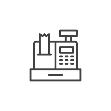 Yazar kasa anahat simgesi. Mobil kavramı ve web tasarım için doğrusal stili işaret. benzin basit çizgi vektör simgesi. Sembol, logo illüstrasyon. Piksel mükemmel vektör grafikleri