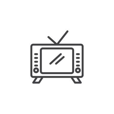 Retro televizyon anahat simgesi. Mobil kavramı ve web tasarım için doğrusal stili işaret. Eski Tv basit çizgi vektör simgesi. Sembol, logo illüstrasyon. Piksel mükemmel vektör grafikleri