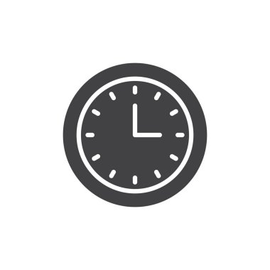 Duvar saat vektör simgesi. Mobil kavramı ve web tasarım için düz işareti dolu. Dairesel office saat basit katı simgesi. Sembol, logo illüstrasyon. Piksel mükemmel vektör grafikleri