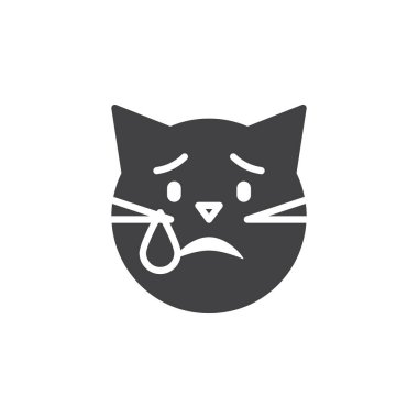 Ağlayan kedi ifade vektör simgesi