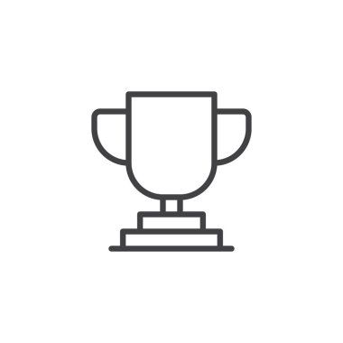 Trophy Kupası anahat simgesi. Mobil kavramı ve web tasarım için doğrusal stili işaret. Şampiyonlar Kupası basit çizgi vektör simgesi. Sembol, logo illüstrasyon. Piksel mükemmel vektör grafikleri