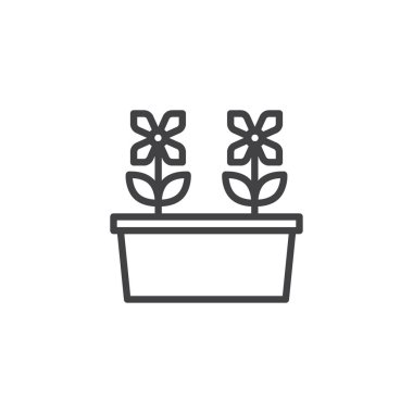 Çiçek pot anahat simgesini
