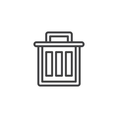 Geri dönüşüm kutusu anahat simgesi. Mobil kavramı ve web tasarım için doğrusal stili işaret. Basit çizgi vektör simge silin. Sembol, logo illüstrasyon. Piksel mükemmel vektör grafikleri