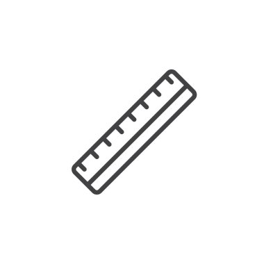 Cetvel anahat simgesi. Mobil kavramı ve web tasarım için doğrusal stili işaret. Ölçü satırı vektör simgesi. Sembol, logo illüstrasyon. Piksel mükemmel vektör grafikleri