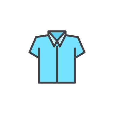 Mavi gömlek dolu anahat simgesini, çizgi vektör işareti, üzerinde beyaz izole doğrusal renkli sembol. Temiz gömlek sembolü, logo illüstrasyon. Piksel mükemmel vektör grafikleri