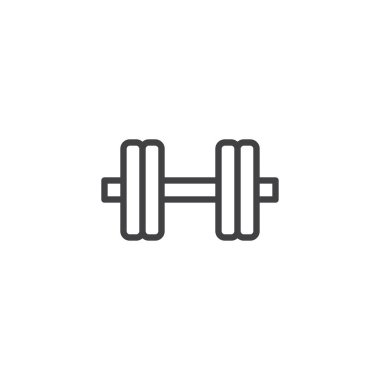 Dumbbell anahat simgesi. Mobil kavramı ve web tasarım için doğrusal stili işaret. Halter ağırlık basit çizgi vektör simgesi. Sembol, logo illüstrasyon. Piksel mükemmel vektör grafikleri