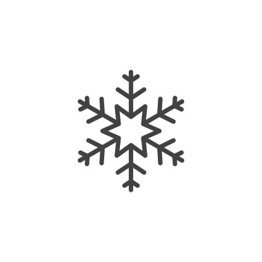 Kar tanesi anahat simgesi. Mobil kavramı ve web tasarım için doğrusal stili işaret. Soğuk, Don satırı vektör simgesi. Sembol, logo illüstrasyon. Vektör grafikleri