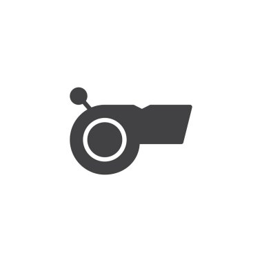 Düdük vektör simgesi. Mobil kavramı ve web tasarım için düz işareti dolu. Hakem düdüğü basit katı simgesi. Sembol, logo illüstrasyon. Piksel mükemmel vektör grafikleri