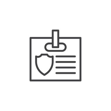 Polis kimlik kartı anahat simgesi. Mobil kavramı ve web tasarım için doğrusal stili işaret. Şerif rozeti basit çizgi vektör simgesi. Sembol, logo illüstrasyon. Piksel mükemmel vektör grafikleri