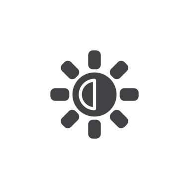 Parlaklık ve karşıtlık düğmesini vektör simgesi. Mobil kavramı ve web tasarım için düz işareti dolu. Tasarımcı yardımcı programı basit katı simgesi. Sembol, logo illüstrasyon. Piksel mükemmel vektör grafikleri