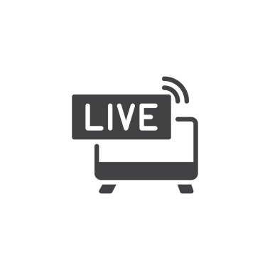 Canlı haber vektör simgesi. Mobil kavramı ve web tasarım için düz işareti dolu. TV haber basit katı simgesi. Sembol, logo illüstrasyon. Piksel mükemmel vektör grafikleri