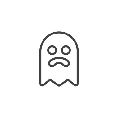 Cadılar Bayramı hayalet anahat simgesi. Mobil kavramı ve web tasarım için doğrusal stili işaret. Hayalet çizgi vektör simgesi. Sembol, logo illüstrasyon. Piksel mükemmel vektör grafikleri