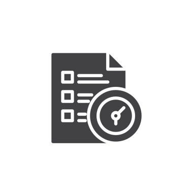 Zaman yönetimi vektör simgesi. Mobil kavramı ve web tasarım için düz işareti dolu. Pano ve saat basit katı simgesi. Sembol, logo illüstrasyon. Piksel mükemmel vektör grafikleri