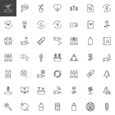 Ekoloji ve çevre anahat Icons set
