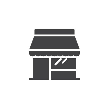 Mağaza vektör simgesi. Mobil kavramı ve web tasarım için düz işareti dolu. Mağazası basit katı simgesi. Sembol, logo illüstrasyon. Piksel mükemmel vektör grafikleri