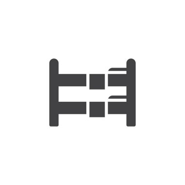 Çift Kişilik ranza vektör simgesi. Mobil kavramı ve web tasarım için düz işareti dolu. Otel Oda basit katı simgesi. Sembol, logo illüstrasyon. Piksel mükemmel vektör grafikleri