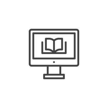 Bilgisayar ile kitap anahat simgesini