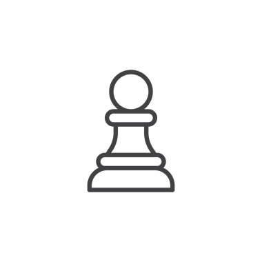 Satranç piyon anahat simgesi. Mobil kavramı ve web tasarım için doğrusal stili işaret. Satranç parçası basit çizgi vektör simgesi. Sembol, logo illüstrasyon. Piksel mükemmel vektör grafikleri