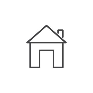 Ev düğme anahat simgesi. Mobil kavramı ve web tasarım için doğrusal stili işaret. Ana sayfa basit çizgi vektör simgesi. Sembol, logo illüstrasyon. Piksel mükemmel vektör grafikleri