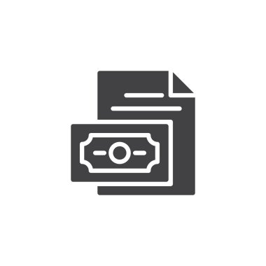 Kağıt para belge vektör simgesi. Mobil kavramı ve web tasarım için düz işareti dolu. Mali basit katı simgesi. Sembol, logo illüstrasyon. Piksel mükemmel vektör grafikleri