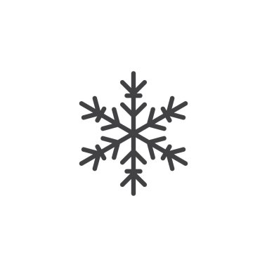 Kar Tanesi ana hatları simgesi. Mobil konsept ve web tasarımı için doğrusal biçim işareti. Kar tatili basit hat vektör ikonu. Sembol, logo çizimi. Vektör grafikleri