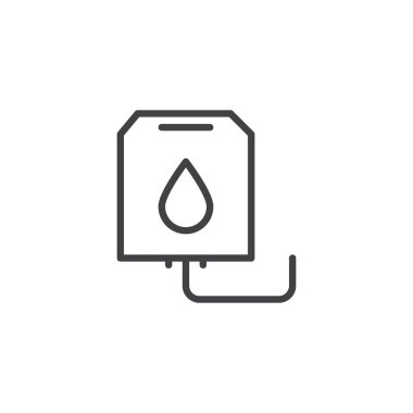 Kan transfüzyonu torba anahat simgesini