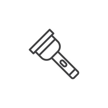 El feneri anahat simgesi. Mobil kavramı ve web tasarım için doğrusal stili işaret. basit çizgi vektör simgesi. Meşale sembol, logo illüstrasyon. Piksel mükemmel vektör grafikleri