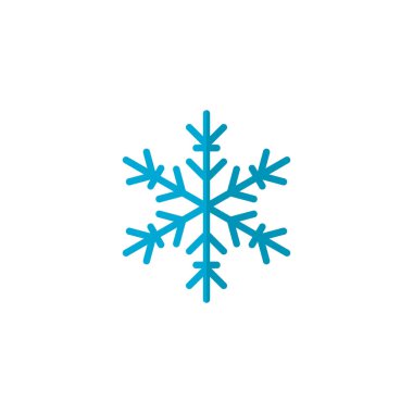 Mavi kar tanesi düz kutsal kişilerin resmi, vektör işareti, renkli sembol üzerinde beyaz izole. Kar kış sembolü, logo illüstrasyon. Düz stil tasarım