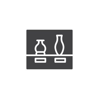 Vazo bir vitrin vektör simgesi. Mobil kavramı ve web tasarım için düz işareti dolu. Antik Müzesi vazo basit katı simgesi. Sembol, logo illüstrasyon. Piksel mükemmel vektör grafikleri