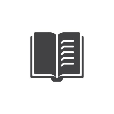 Açık kitap sayfaları simge vektör. Mobil kavramı ve web tasarım için düz işareti dolu. Okuma basit katı simgesi. El ile sembol, logo illüstrasyon. Piksel mükemmel vektör grafikleri