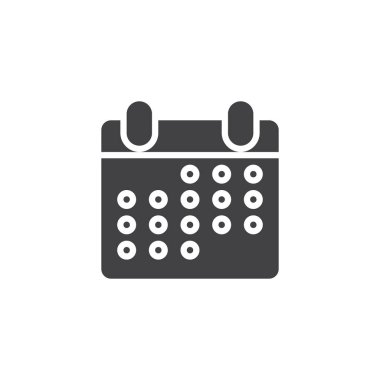 Takvim sayfası vektör simgesi. Mobil kavramı ve web tasarım için düz işareti dolu. Gündem basit katı simgesi. Sembol, logo illüstrasyon. Piksel mükemmel vektör grafikleri