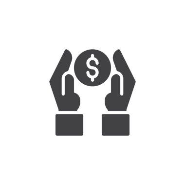 Dolar sikke vektör simgesi ile el