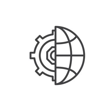 Küre ve dişli anahat simgesini