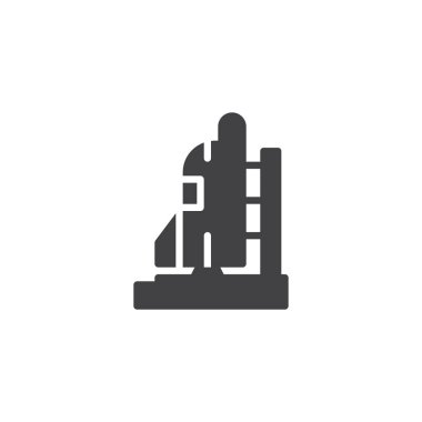 Uzay Roket fırlatma vektör simgesi. Mobil kavramı ve web tasarım için düz işareti dolu. Roket başlangıç katı simgesi. Sembol, logo illüstrasyon. Piksel mükemmel vektör grafikleri