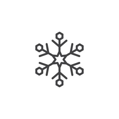 Kar Tanesi ana hatları simgesi. Mobil konsept ve web tasarımı için doğrusal biçim işareti. Kar tatili basit hat vektör ikonu. Sembol, logo çizimi. Vektör grafikleri
