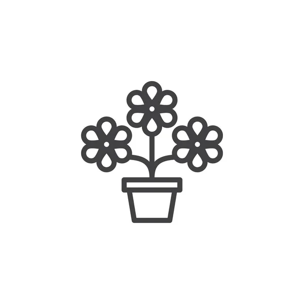 Icono de contorno de flor maceta — Vector de stock