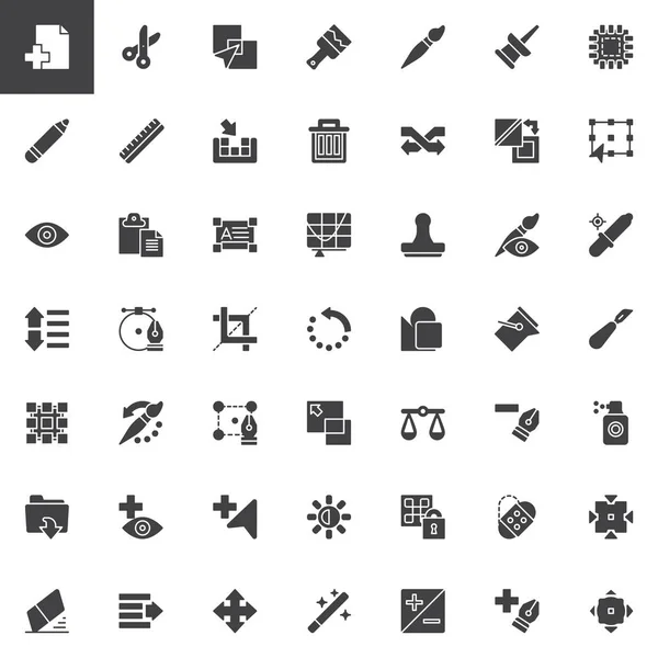 Utilidades Conjunto Iconos Vectoriales Colección Símbolos Sólidos Modernos Lleno Paquete — Vector de stock