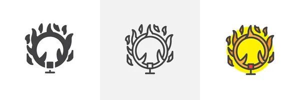 Circo anillo de fuego diferentes iconos de estilo — Vector de stock