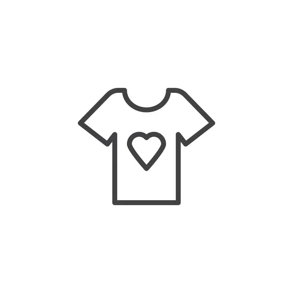 T-shirt with heart outline icon — Stock Vector