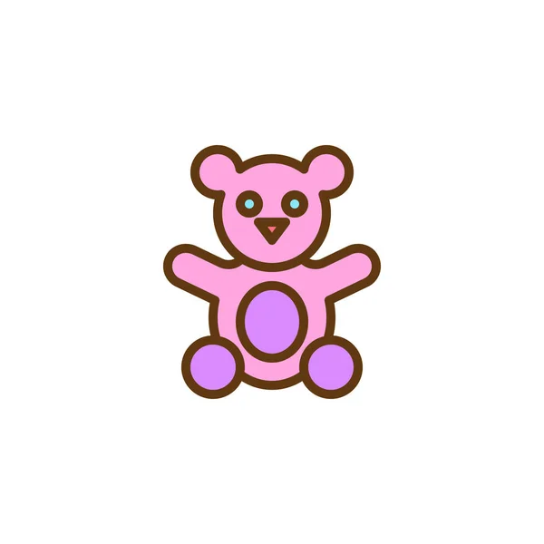 Teddybeer gevuld overzicht pictogram — Stockvector