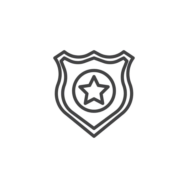 Policejní odznak osnovy ikona — Stockový vektor