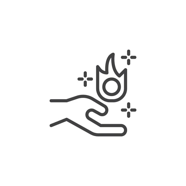 Magic Fire Hands Outline Icon Знак Стиля Мобильной Концепции Веб — стоковый вектор