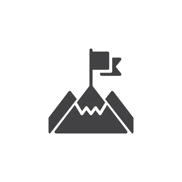 Berge Mit Fahne Auf Gipfelvektorsymbol Gefüllte Flache Schilder Für Mobiles — Stockvektor