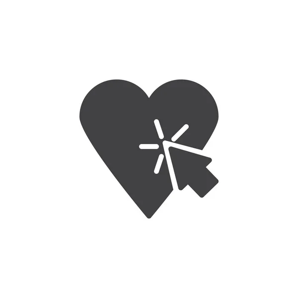 Значок вектора нажатия сердца и курсора — стоковый вектор