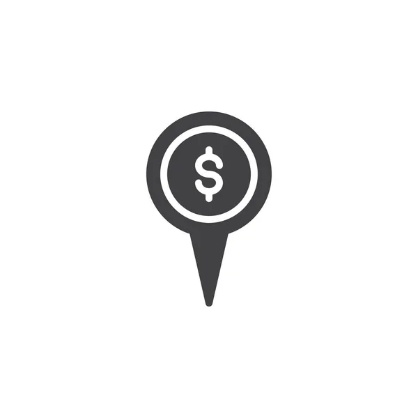Dólar mapa pin vector icono — Vector de stock
