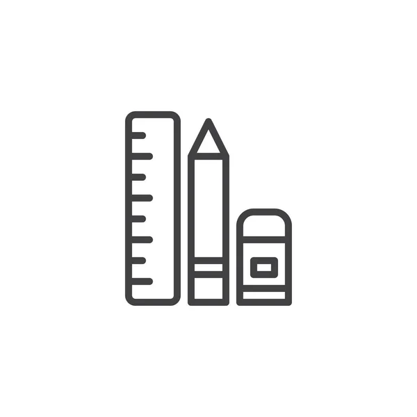 Vonalzó, ceruza és radír szerkezeti ikon — Stock Vector
