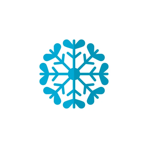 蓝色雪花平面图标 矢量标志 五颜六色的象形文字隔离在白色 雪冬符号 标志插图 扁平风格的设计 — 图库矢量图片